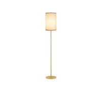 Lampadaire design néo-rétro 40 W max. piètement mât acier doré abat-jour lin crème