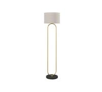 HOMCOM Lampadaire abat-jour en lin douille E27 interrupteur à pied 156 cm doré et noir