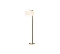 HOMCOM Lampadaire lampe à pied néo-rétro abat-jour lin métal or et blanc 47 x 37 x 153 cm max 40 W