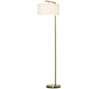 HOMCOM Lampadaire lampe à pied néo-rétro abat-jour lin métal or et blanc 47 x 37 x 153 cm max 40 W