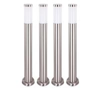 Lampadaire d'extérieur à intensité variable avec télécommande, lampe de chemin en acier inoxydable, lampe de jardin, RVB à changement de couleur, 8,5 W 806 lm blanc chaud, PxH 7,6 x 80 cm, lot de 4