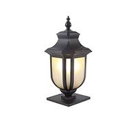 Lampadaire d'extérieur à LED, Lanterne d'extérieur, lampadaire pour Patio avec Base de Montage sur jetée, Finition Noire avec Verre nervuré
