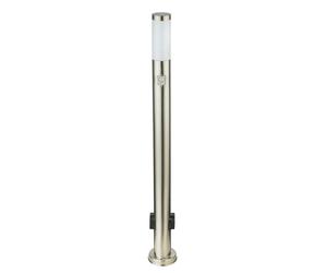 Lampadaire d'extérieur avec socle détecteur de mouvement douilles lumière extérieure acier inoxydable, opale, LED 9W 500Lm blanc chaud, DxH 7,6x110 cm