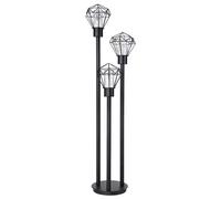 Lampadaire d'extérieur lampadaire chemin lumineux retro grid lampadaire 3 flammes, acier inoxydable métal noir, plastique transparent, 3x E27, LxH 44x2x170 cm