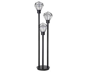 Lampadaire d'extérieur lampadaire chemin lumineux retro grid lampadaire 3 flammes, acier inoxydable métal noir, plastique transparent, 3x E27, LxH 44x2x170 cm