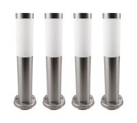 Lampadaire d'extérieur, lampadaire de jardin, lampadaire de balcon, lampadaire en acier inoxydable, argent, 1x E27, DxH 7,6x45 cm, lot de 4