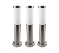 Lampadaire d'extérieur, lampadaire de jardin, lampadaire de patio, borne lumineuse en acier inoxydable, argent, 1x E27, DxH 7,6x45 cm, lot de 3