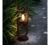 Lampadaire d'extérieur, lampadaire, lampadaire, rouille, lampe de jardin rétro, lampadaire avec capteur crépusculaire, aluminium moulé sous pression, 1x E27, LxH 23x60 cm