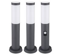 Lampadaire d'extérieur Path light lampadaire anthracite avec détecteur de mouvement lampe de jardin acier inoxydable, E27, DxH 12,7x45 cm, lot de 3