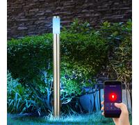 Lampe d'extérieur avec douilles Douille d'extérieur avec lumière Douille d'extérieur de jardin en acier inoxydable, contrôle d'application dimmable, 1x Smart RGB LED 5W 2700 -6400K, DxH 7.6x110 cm