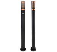 Lampadaire dimmable avec télécommande Lampadaire LED extérieur avec détecteur de mouvement jardin en acier inoxydable fumé cuivre noir, changement de couleur RVB, 8,5W 806lm blanc chaud, DxH 7,6x110 c