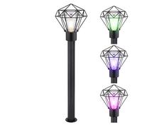 Lampadaire dimmable avec télécommande lampe de terrasse lumière extérieure lampe de chemin LED industrielle lampe de pied en acier inoxydable noir, changement de couleur RVB, 8,5W 806lm blanc chaud, L