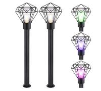 Lampadaire dimmable avec télécommande lampe de terrasse lumière extérieure lampe de chemin LED industrielle lampe de pied en acier inoxydable noir, changement de couleur RVB, 8,5W 806lm blanc chaud, L