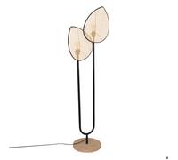 Atmosphera - Lampadaire Double Olme - H 143 cm, Abat-Jours en Cannage - Métal Noir et Bois, Design Scandinave - Pour Salon, Chambre