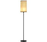 Lampadaire sur pied - HOMCOM - avec abat-jour beige effet lin, interrupteur à pied - pour salon, chambre à coucher - noir