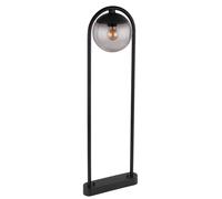 Lampadaire E27 Chemin de jardin Éclairage extérieur Lampes de jardin sur pied, boule de verre fumé métal noir, 1x douille E27, LxlxH 32x20x100 cm