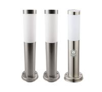 Lampadaire E27 lampadaire extérieur jardin détecteur de mouvement, acier inoxydable, 1x lampadaire avec capteur 2x lampadaire, 1x douille E27, DxH 7,6x45cm, lot de 3