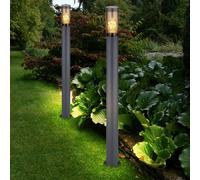 Lampadaire éclairage de chemin borne lumineuse extérieur lampes de jardin anthracite IP44 lampadaire patio, acier inoxydable fumé, 1x douille E27, DxH 12,7x110cm, lot de 2