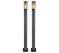 Lampadaire éclairage de chemin borne lumineuse extérieur lampes de jardin anthracite IP44 lampadaire patio, acier inoxydable fumé, 1x douille E27, DxH 12,7x110cm, lot de 2