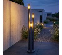 Lampes de chemin d'accès extérieur lampe d'extérieur en acier inoxydable lampadaire lampe de jardin grande pour l'extérieur, fumée anthracite, 3 flammes E27, DxH 28x170 cm