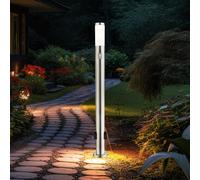 Lampadaire d'extérieur avec socle détecteur de mouvement douilles lumière extérieure acier inoxydable, opale, LED 9W 500Lm blanc chaud, DxH 7,6x110 cm
