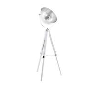 Lampadaire COVALEDA E27 1X60W en bois et acier blanc et chrome et argent D550mm