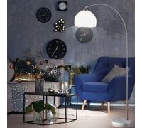 Lampadaire en arc LED, réglable en hauteur, lampe à arc, lampe de salon, lampadaire avec base en marbre, 1x E27 LED blanc chaud, salon, chambre à coucher, couloir