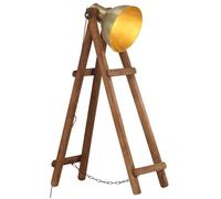 Lampadaire en bois de manguier - vidaXL - Laiton et marron - Bois de manguier massif - 28x(61-68)x(105-110) cm