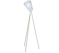 Lampadaire en Bois Oslo, Base en Métal et Abat-jour Bleu Clair