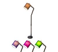 Lampadaire en bois Textile Lampe articulée debout Lampadaire en bois orientable, changement de couleur RGB, brun noir, 8,5W 806lm blanc chaud-blanc froid, LxlxH 75 x 25 x 172 cm