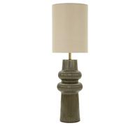 Lampadaire en céramique verte avec abat-jour beige, ø 35 x 112 cm