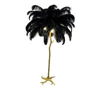 Lampadaire en forme de plume, lampadaire LED moderne à intensité variable, lampe d'angle haute romantique style princesse trois températures couleur, décorative résine dorée(J,80*120cm/31.5x47.2in)