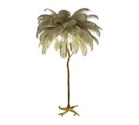 Lampadaire en forme de plume, lampadaire LED moderne à intensité variable, lampe d'angle haute romantique style princesse trois températures couleur, décorative résine dorée(D,90*170cm/35.4x66.9in)
