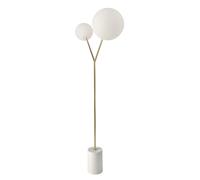 Lampadaire en marbre blanc, acier doré et verre blanc
