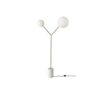 Lampadaire en marbre blanc, acier doré et verre blanc