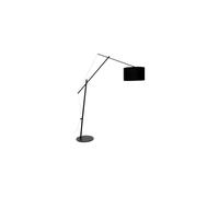 Lampadaire en métal noir, GU10, abat-jour textile, socle circulaire, droit - White Label, Marlon - H210 cm