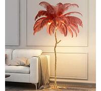Lampadaire en Plumes D'autruche, lampadaire Moderne pour Le Salon, Corps de Lampe dorée Lampe de Chambre à Coucher, pour Salon,Chambre d'enfant et Bureau