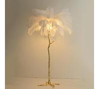 Lampadaire en Plumes D'autruche Naturelles, Lampe De Salon De Style Nordique Violet Clair, Lampe sur Pied en Résine, Lampe De Salon Grand Arbre, White