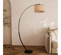 Lampadaire en rotin et métal noir - aimée