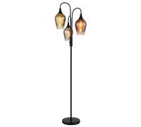 Lampadaire en verre Lampe de salon debout chromée lampe à arc cuivre, métal, 3x E27 douilles, DxH 43x165 cm