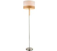 Lampadaire Entrée Lampadaire Tissu Abat-jour Bois Plafonnier Interrupteur en kit, ampoules LED incluses
