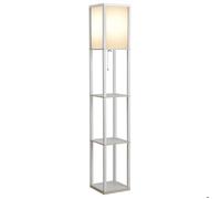 Lampadaire étagère - HOMCOM - 3 étagères 4 niveaux rangement salon bureau décoration - MDF - 26x26x160cm - blanc