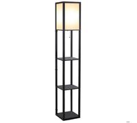 HOMCOM Lampadaire étagère Lampe étagère 26L x 26l x 160H cm 3 étagères 4 Niveaux MDF Noir