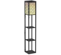 Lampadaire étagère - HOMCOM - lampe 4 niveaux motif nid d'abeille décoration contemporaine - MDF - 26x26x160cm - noir