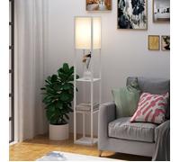 Lampadaire étagère Lampe étagère 26L x 26l x 160H cm 3 étagères 4 Niveaux MDF Blanc