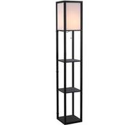HOMCOM Lampadaire étagère Lampe étagère 26L x 26l x 160H cm 3 étagères 4 Niveaux MDF Noir
