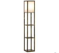 Lampadaire étagère - lampe - HOMCOM - 3 étagères 4 niveaux rangement salon bureau décoration - MDF - 26x26x160cm - marron