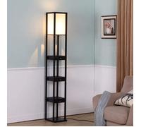 Lampadaire étagère - Noir - 3 étagères - 159 cm - Design contemporain - Bois massif