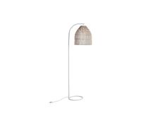 Lampadaire ethnique en fer et rotin - H.177 cm - naturel et blanc - PARNAIBA