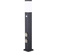 Lampadaire extérieur avec détecteur de mouvement, modèle Wegeleuchte, douille E27, 2 prises IP44 (anthracite, 80 cm)